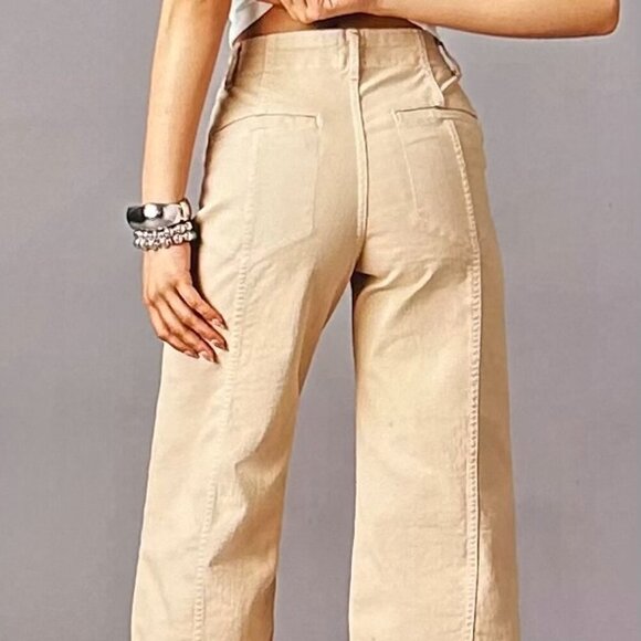 Anthropologie The Delaney Crop High-Rise Wide-Leg Jeans by Maeve Size 30T - Picture 2 of 10